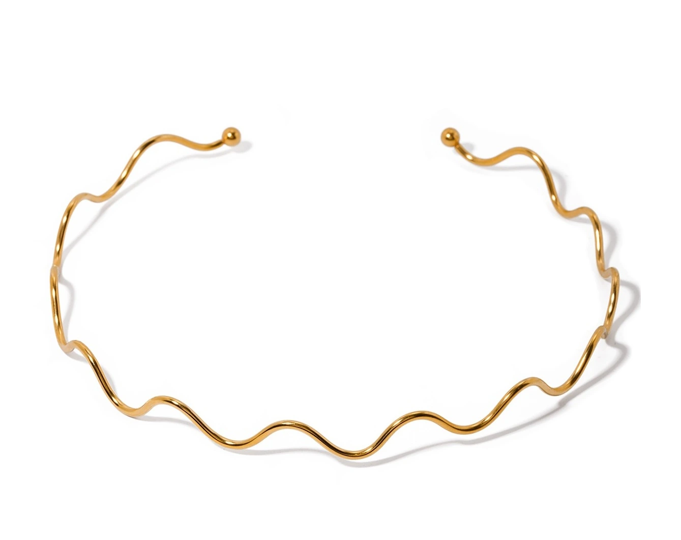 ELENYS Wawe – pozlacený náhrdelník 18K žluté zlato Průměr chokeru: 12,3 cm (nastavitelný / roztahovací)