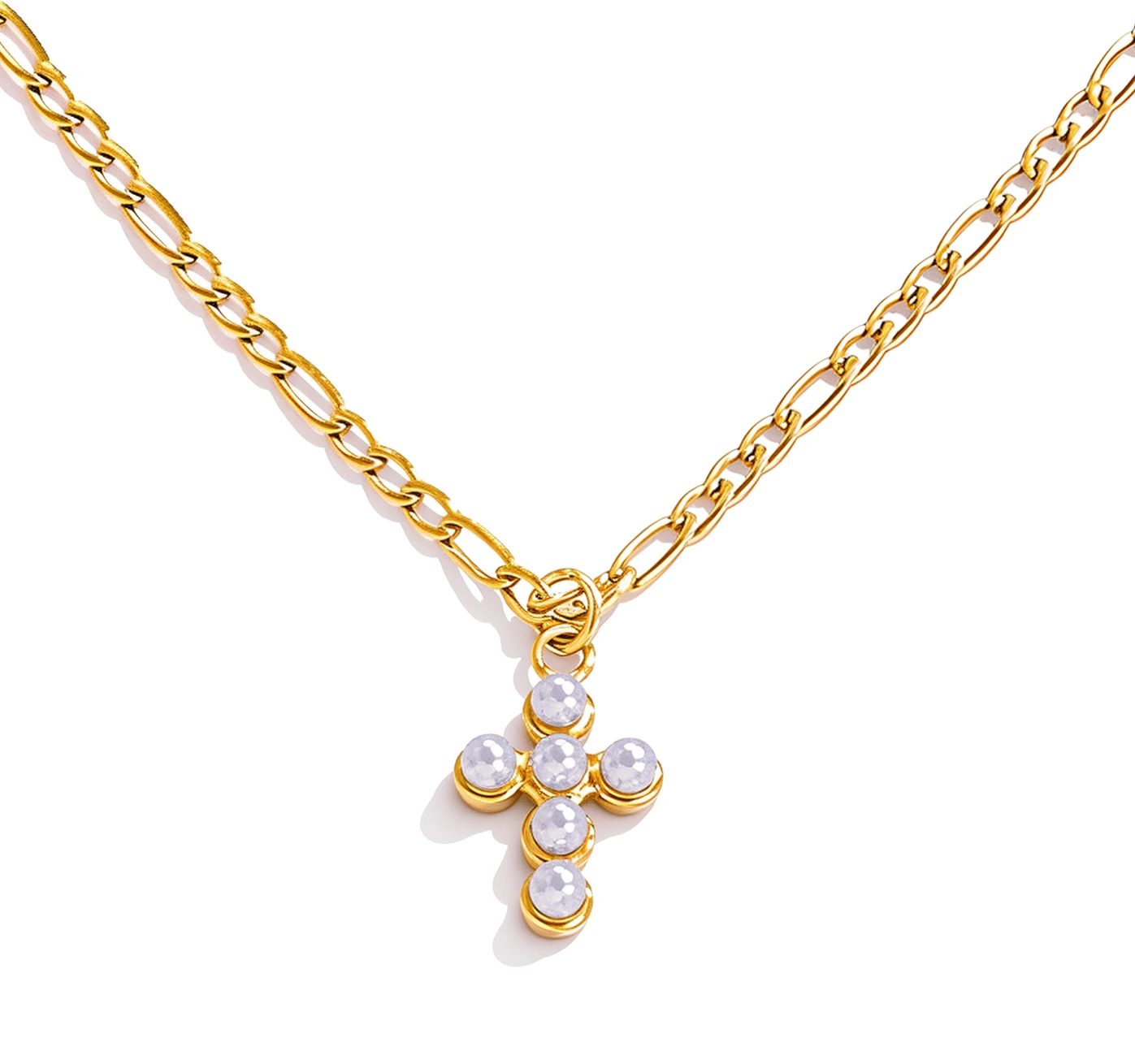 ELENYS Cross – pozlacený náhrdelník 18K žluté zlato Délka náhrdelníku: 40+5 cm / max. 45 cm