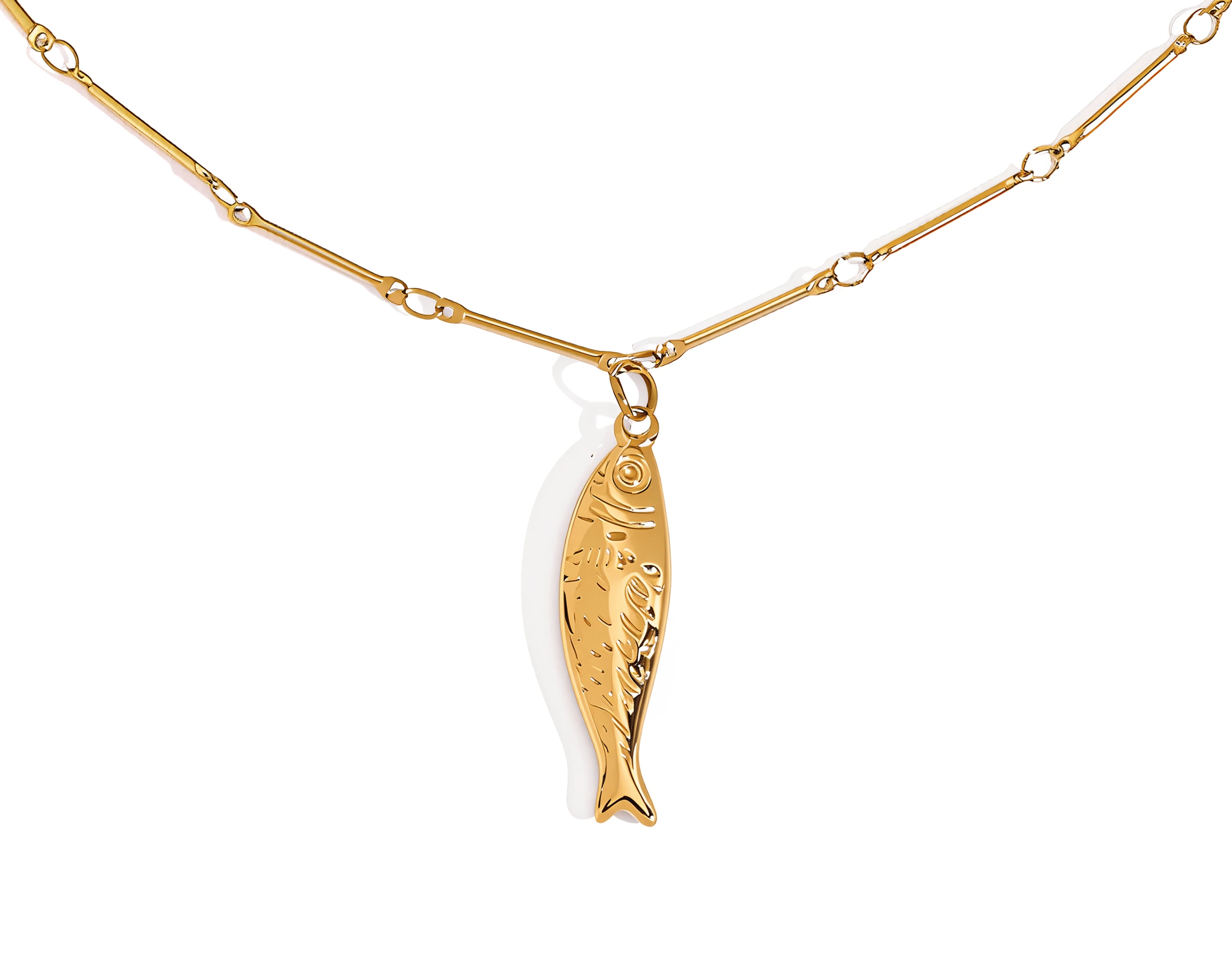 ELENYS Gold Fish – pozlacený náhrdelník 18K žluté zlato Délka: 42+5 cm / max. 47