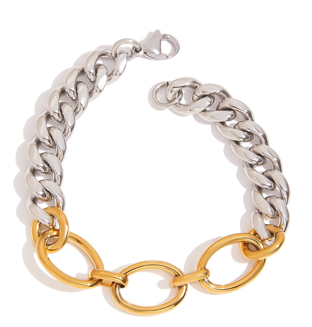 ELENYS Duo Oval – pozlacený náramek 18K žluté zlato Délka náramku: 19 cm