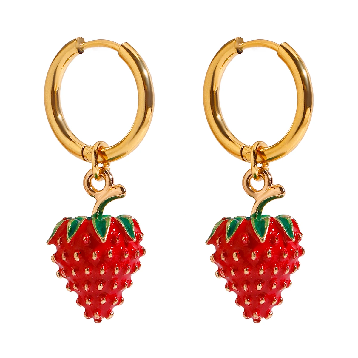 ELENYS Sweet Strawberry – pozlacené náušnice 18K žluté zlato
