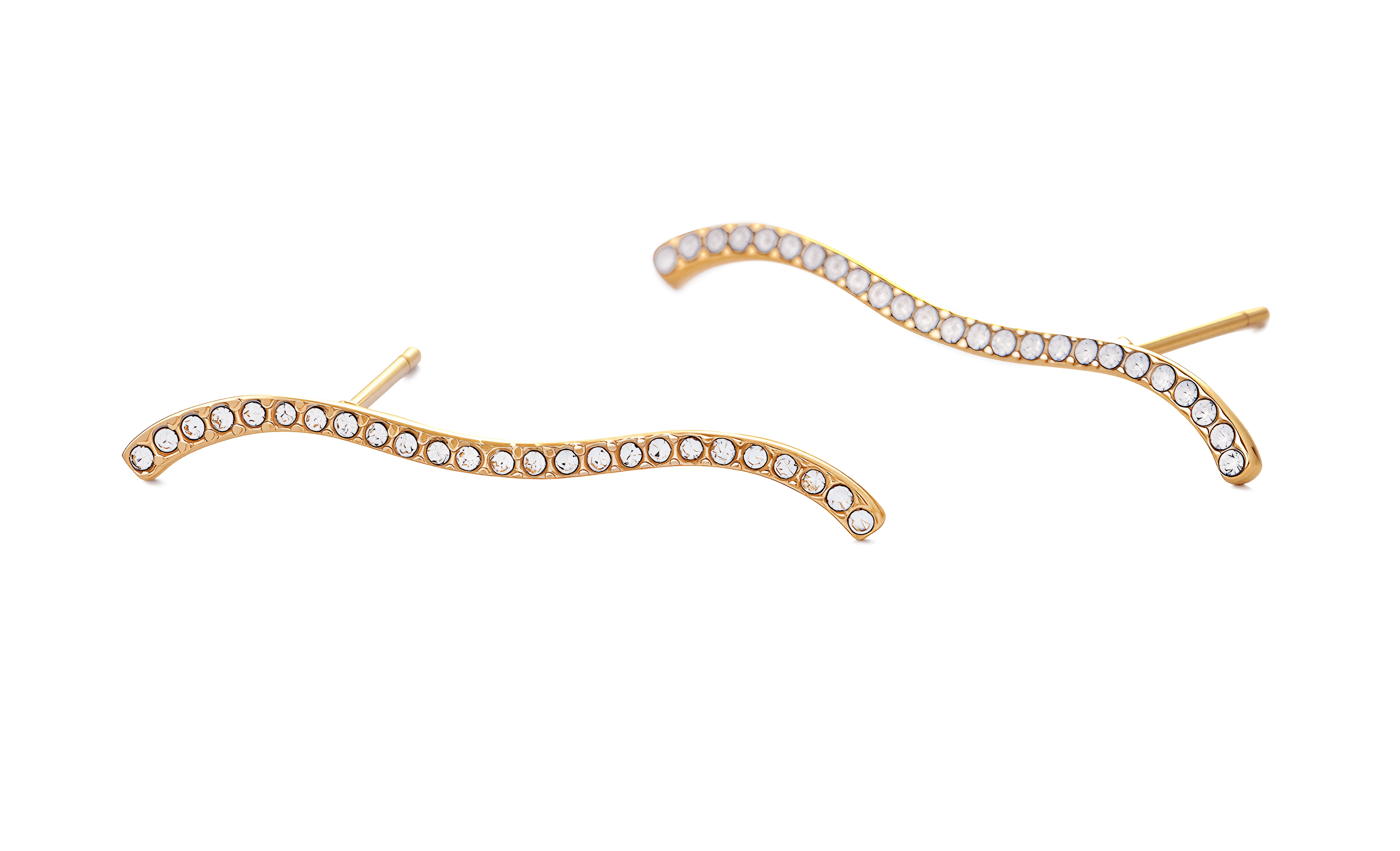 ELENYS Wave – pozlacené náušnice 18K žluté zlato