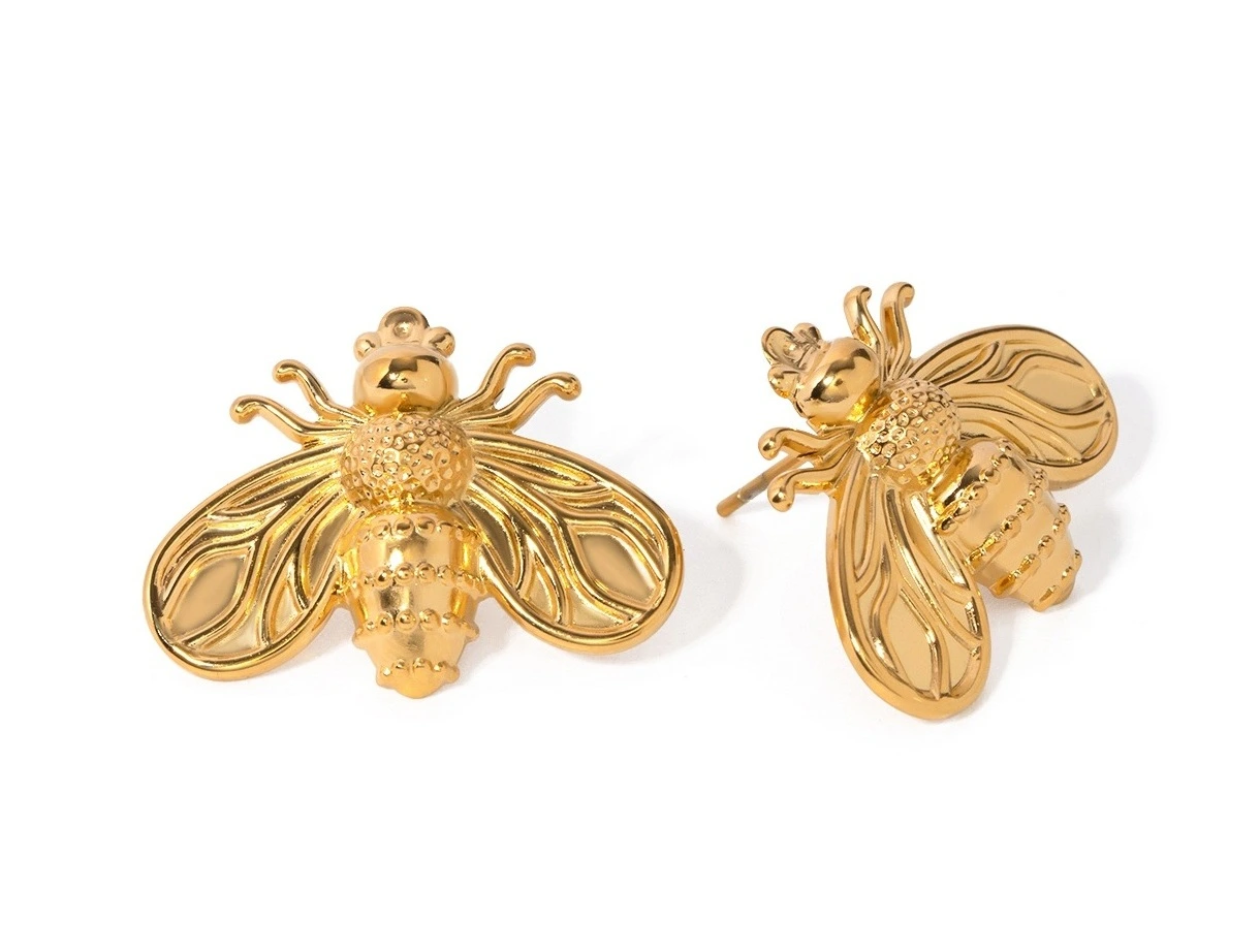 ELENYS Bee Honey – pozlacené náušnice 18K žluté zlato