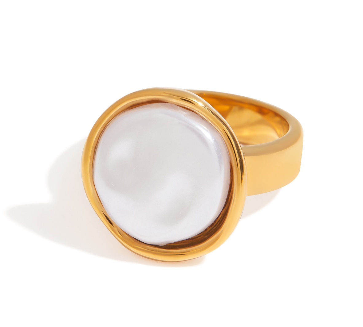 ELENYS Organic Pearl – pozlacený prsten 18K žluté zlato Velikost: 7 (EU: 54-56)
