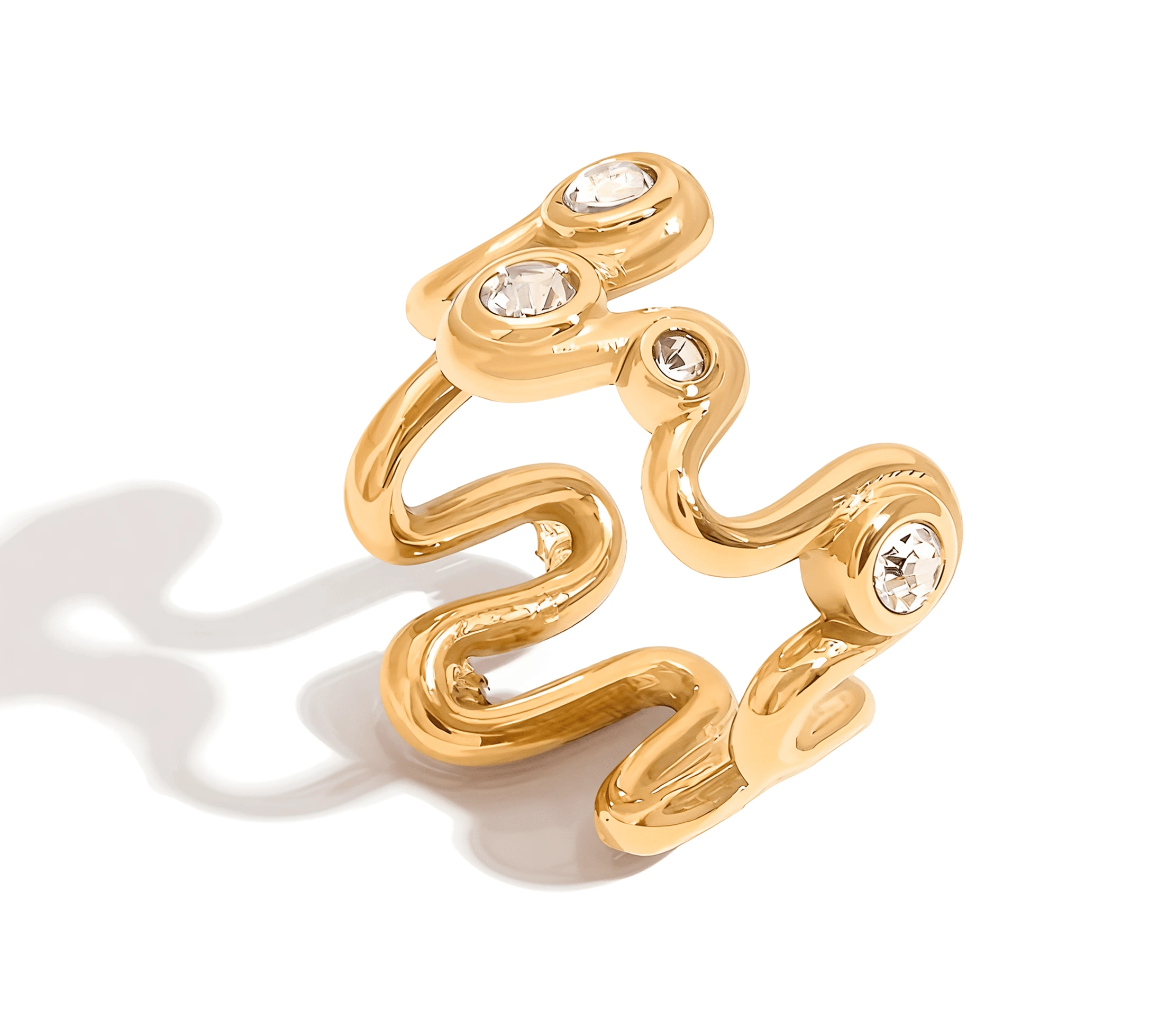 ELENYS Wave – pozlacený prsten 18K žluté zlato Velikost: 7 (EU: 54-56)