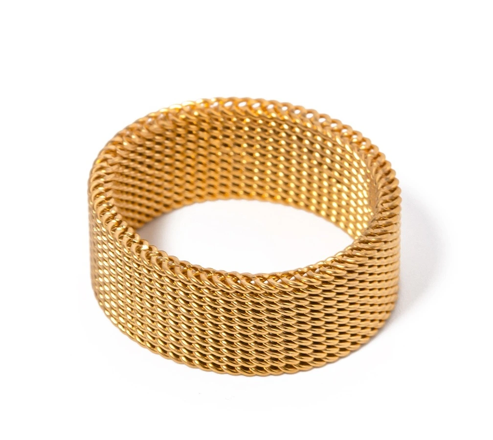 ELENYS Aura Mesh – pozlacený prsten 18K žluté zlato Velikost: 7 (EU: 54-56)