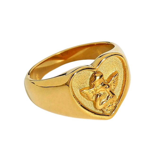 ELENYS Heart Angel – pozlacený prsten 18K žluté zlato Velikost: 6 (EU: 51-53)