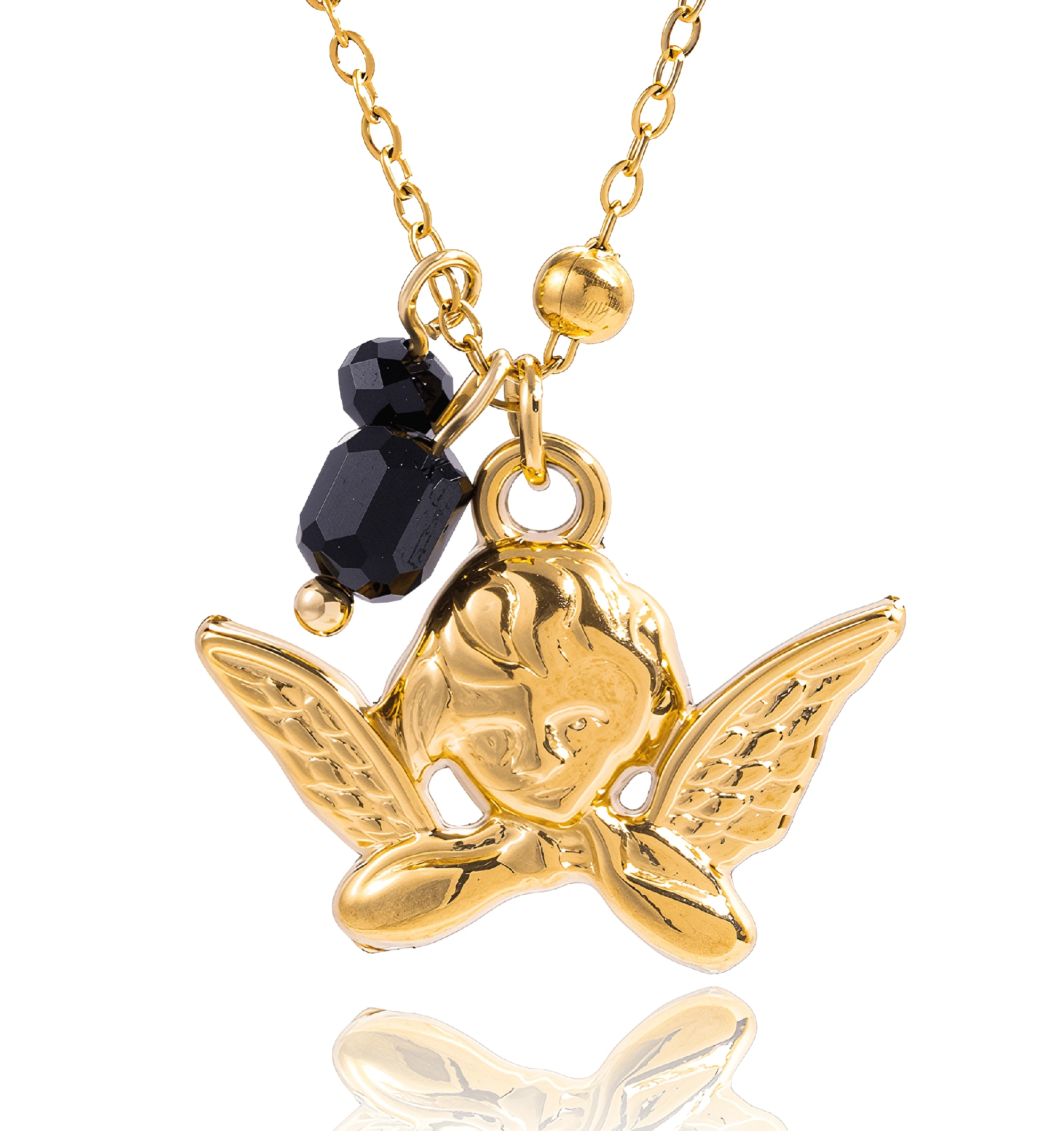 ELENYS Angel Noir – pozlacený náhrdelník 18K žluté zlato Délka: 40+5 cm / max. 45 cm