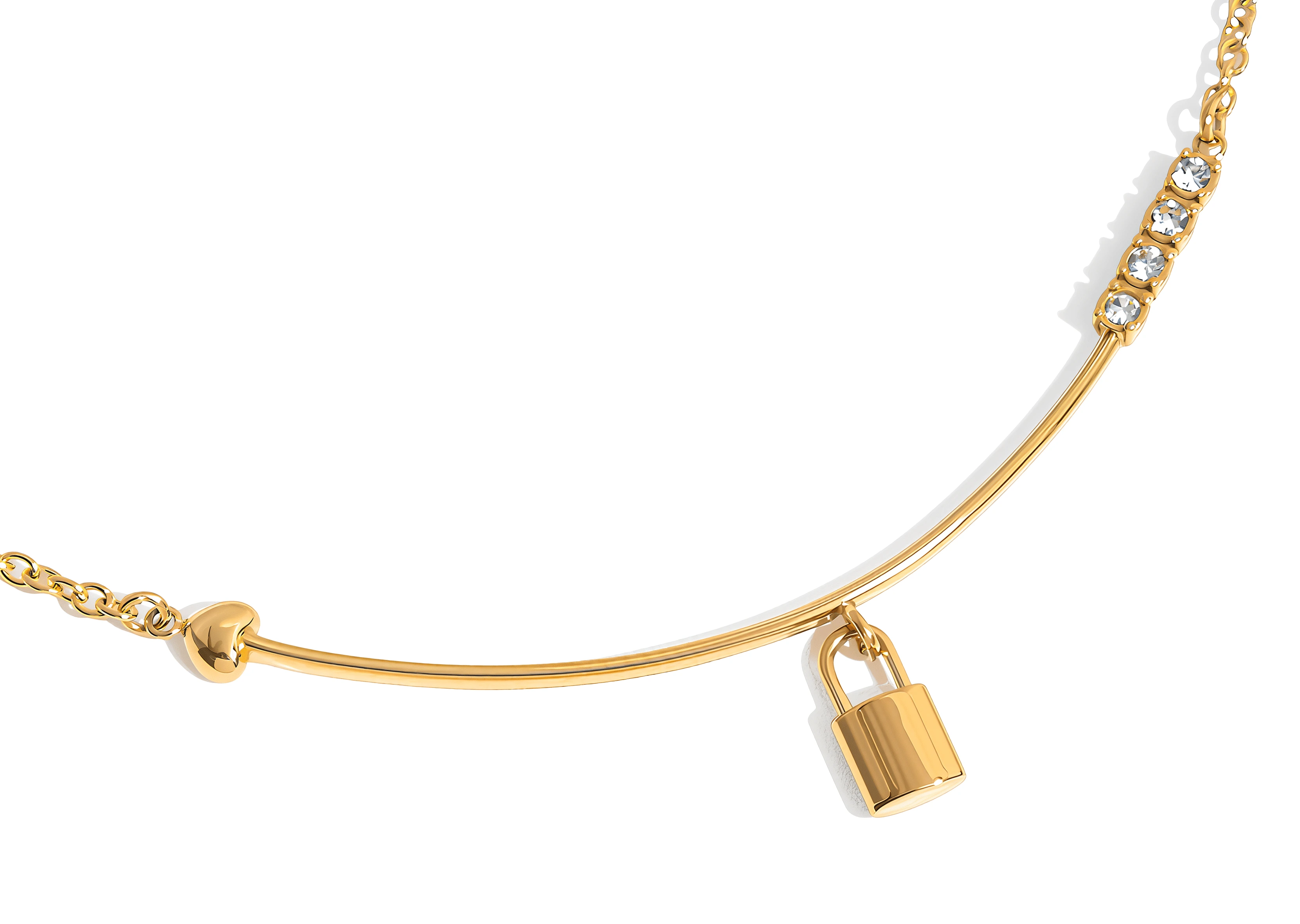 ELENYS Amora Lock – pozlacený náhrdelník 18K žluté zlato Délka: 40+7,5 cm / max. 47,5 cm