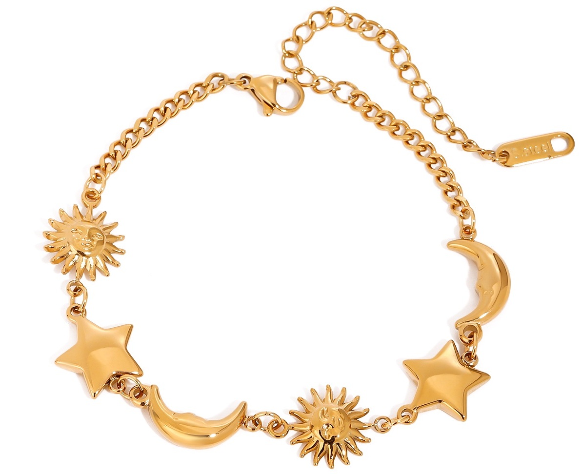 ELENYS Luna Stella Mini – pozlacený náramek 18K žluté zlato Délka náramku: 17+5 cm / max. 22 cm