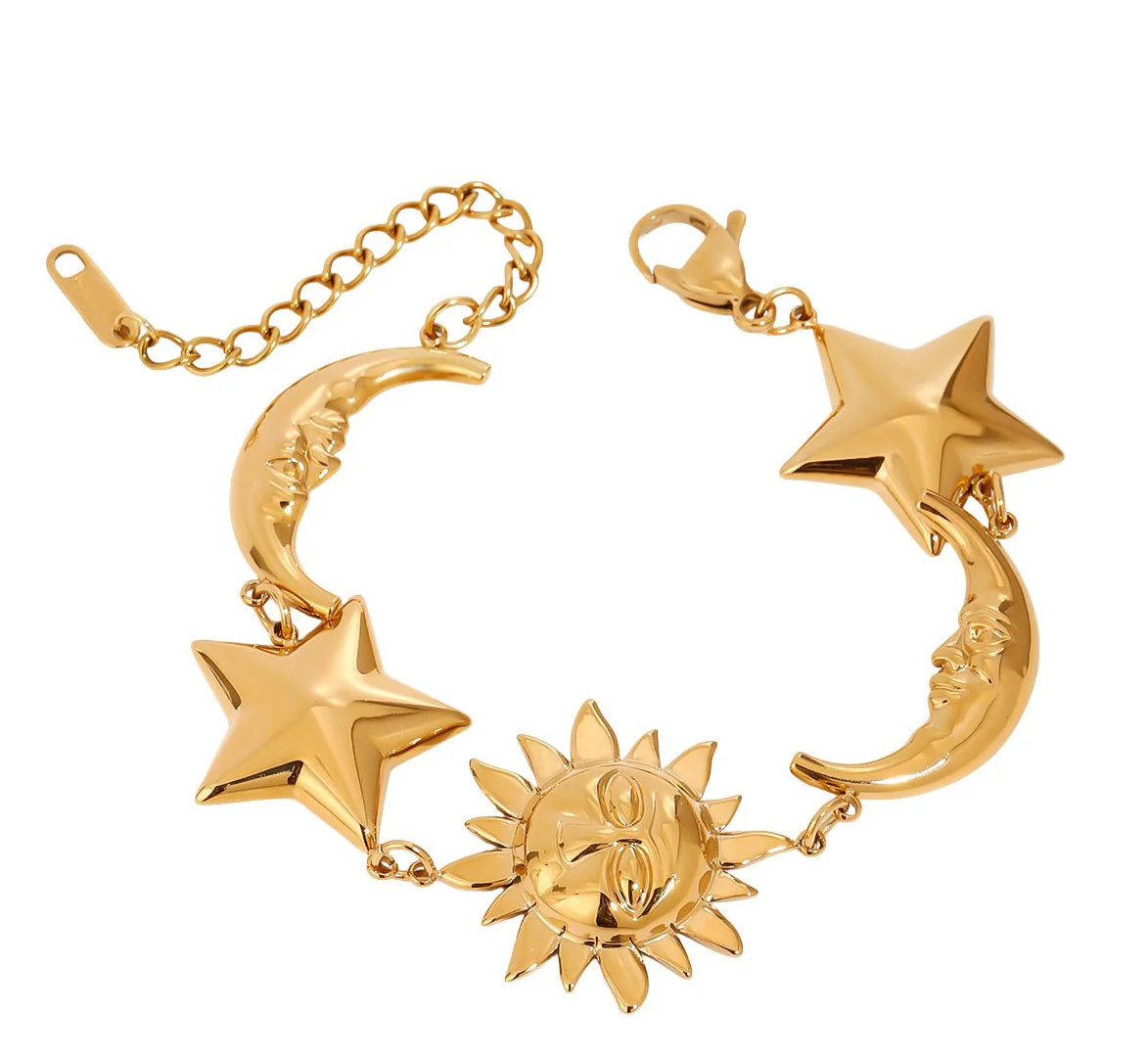 ELENYS Luna Stella – pozlacený náramek 18K žluté zlato Délka náramku: 17+5 cm / max. 22 cm