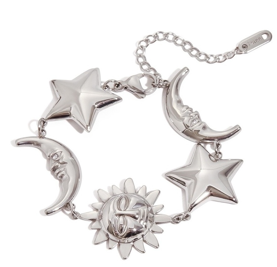 ELENYS Luna Stella – náramek z prémiové oceli Délka náramku: 17+5 cm / max. 22 cm