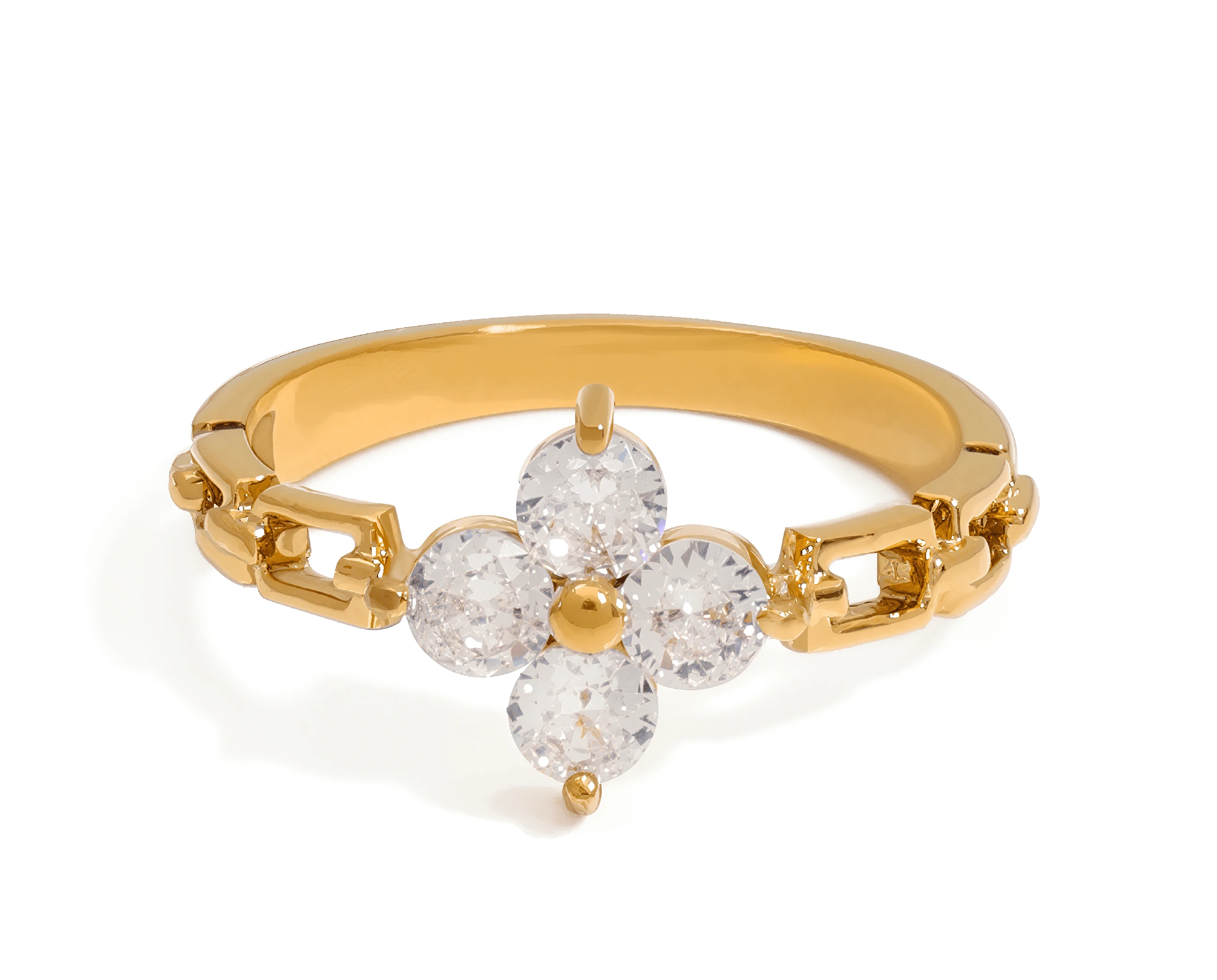 ELENYS Clover – pozlacený prsten 18K žluté zlato Velikost: 7 (EU: 54-56)