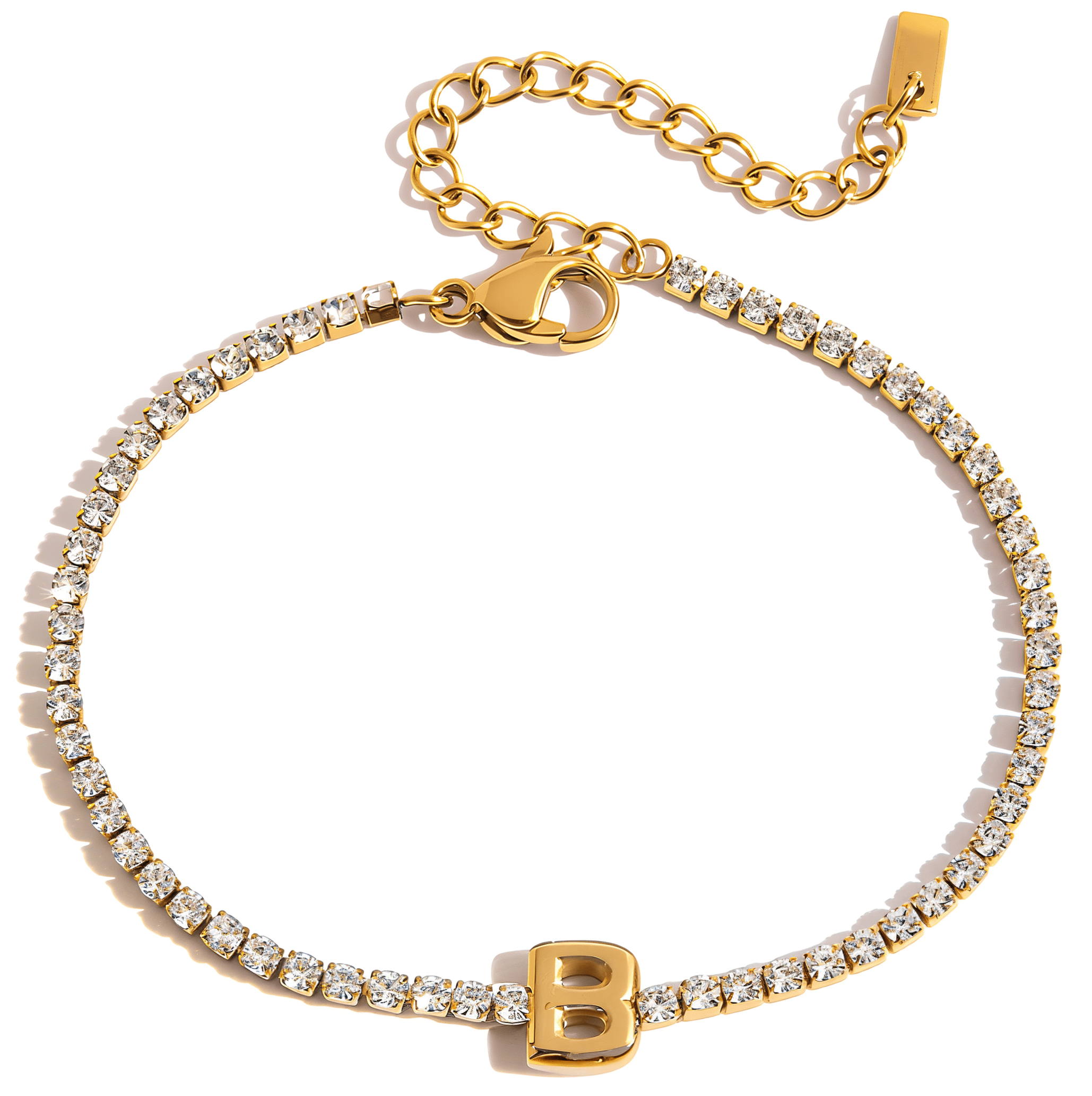 ELENYS Initial B – pozlacený náramek 18K žluté zlato Délka náramku: 16+5 cm / max. 21 cm