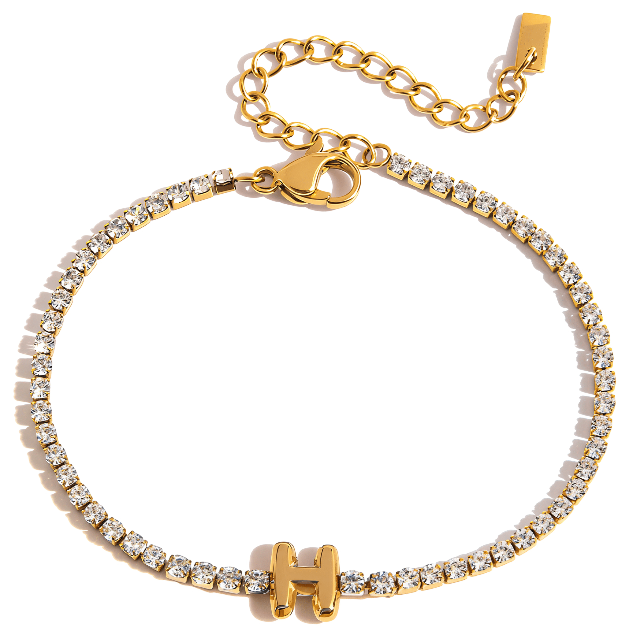 ELENYS Initial H – pozlacený náramek 18K žluté zlato Délka náramku: 16+5 cm / max. 21 cm