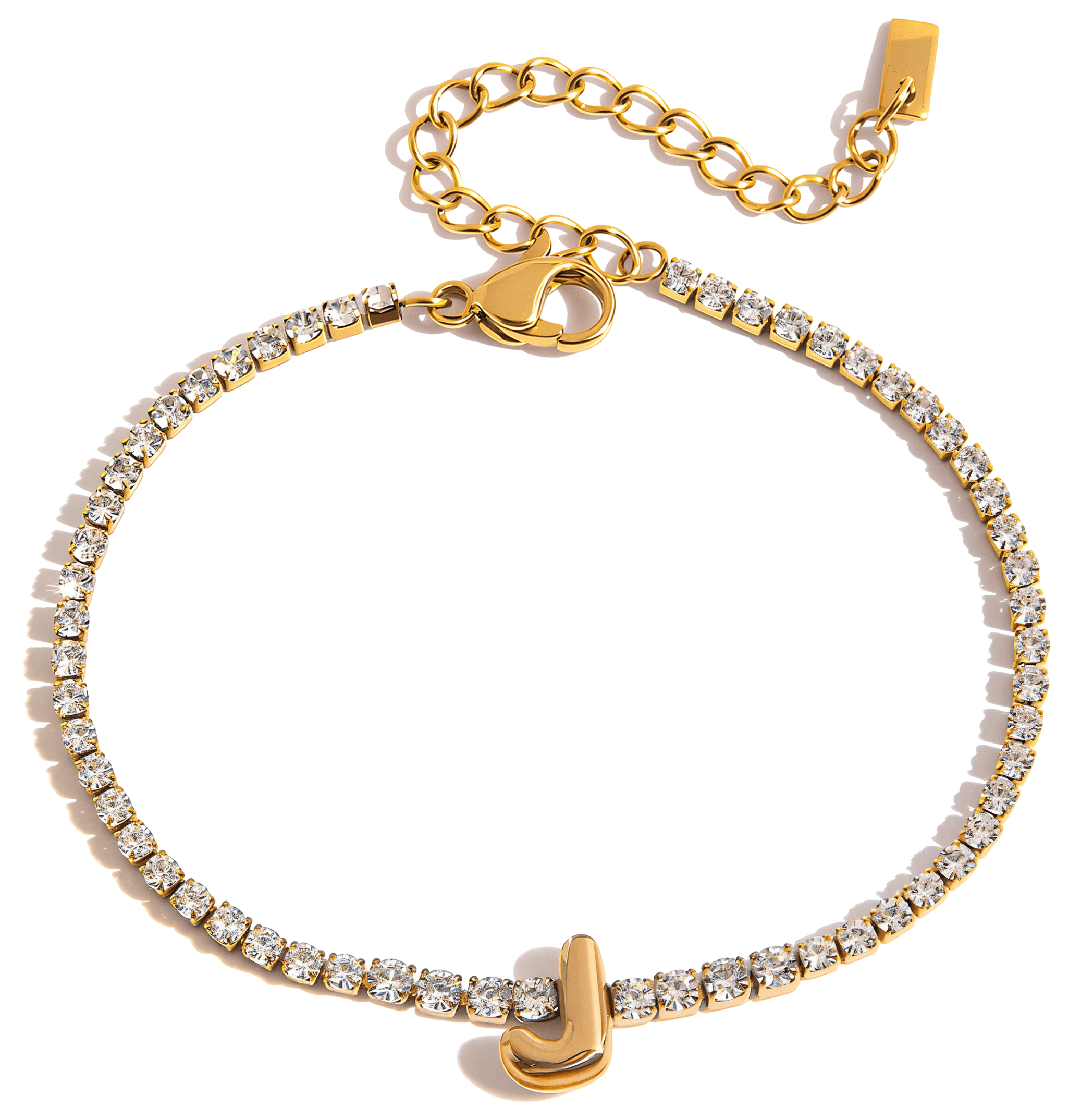 ELENYS Initial J – pozlacený náramek 18K žluté zlato Délka náramku: 16+5 cm / max. 21 cm