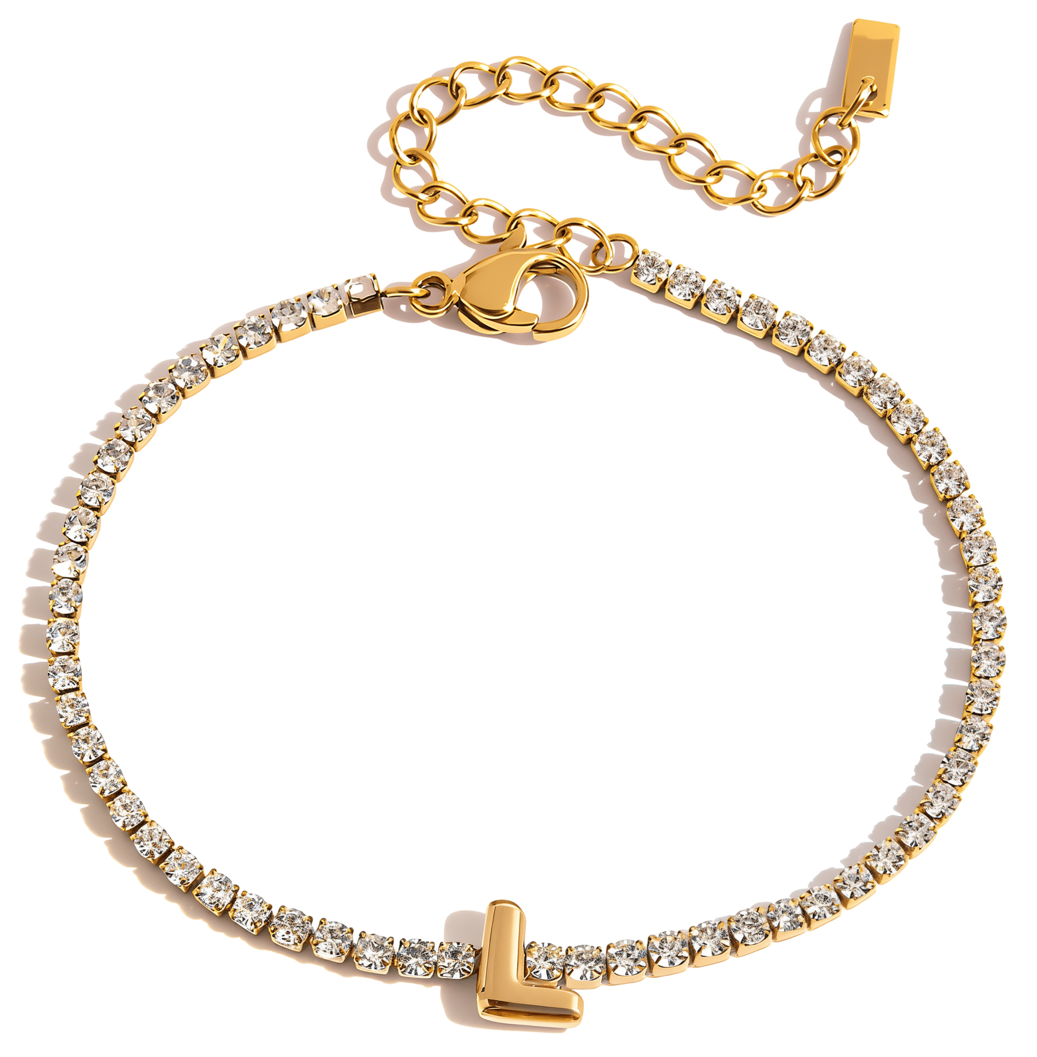 ELENYS Initial L – pozlacený náramek 18K žluté zlato Délka náramku: 16+5 cm / max. 21 cm