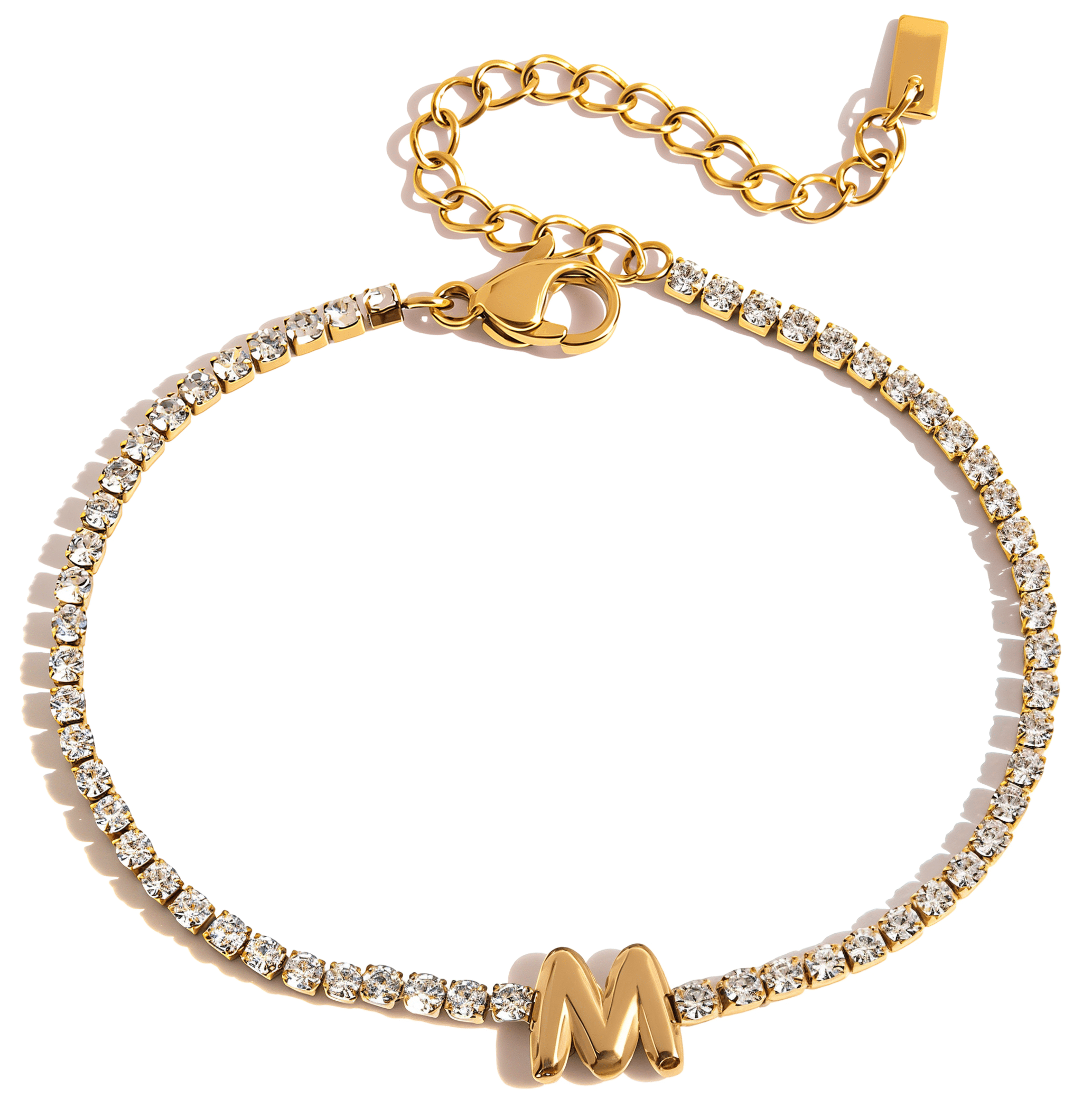 ELENYS Initial M – pozlacený náramek 18K žluté zlato Délka náramku: 16+5 cm / max. 21 cm