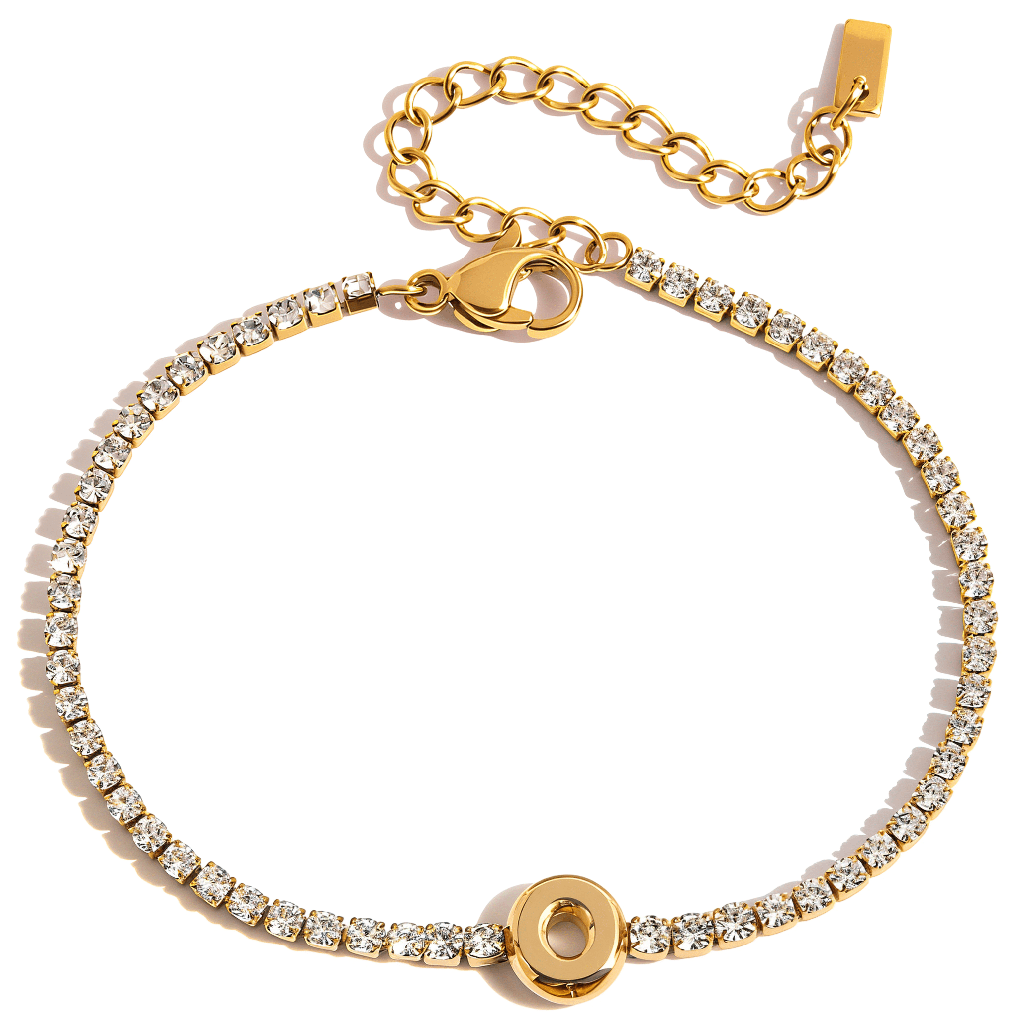 ELENYS Initial O – pozlacený náramek 18K žluté zlato Délka náramku: 16+5 cm / max. 21 cm