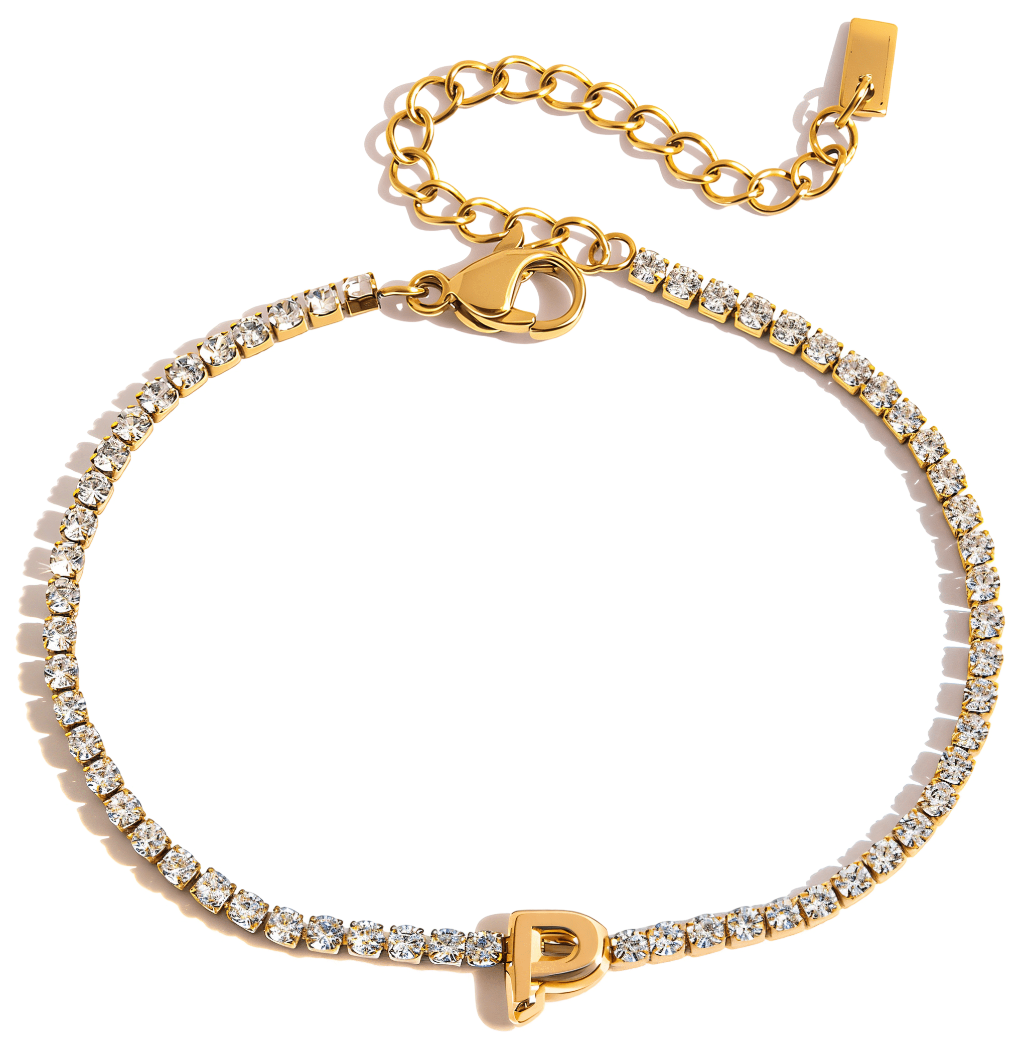 ELENYS Initial P – pozlacený náramek 18K žluté zlato Délka náramku: 16+5 cm / max. 21 cm