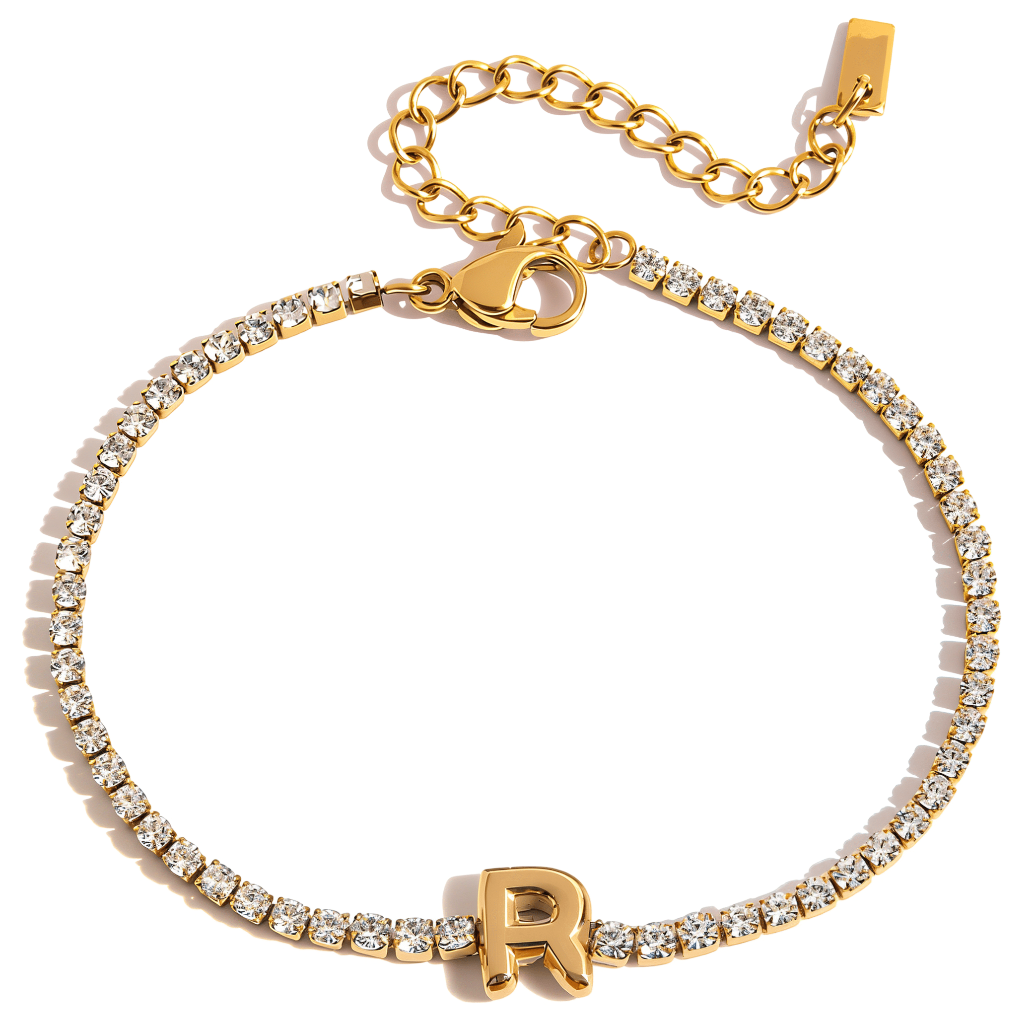 ELENYS Initial R – pozlacený náramek 18K žluté zlato Délka náramku: 16+5 cm / max. 21 cm