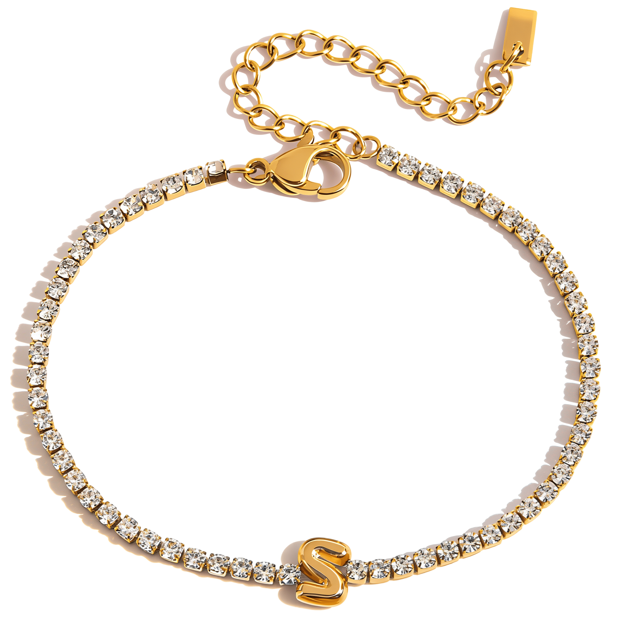 ELENYS Initial S – pozlacený náramek 18K žluté zlato Délka náramku: 16+5 cm / max. 21 cm