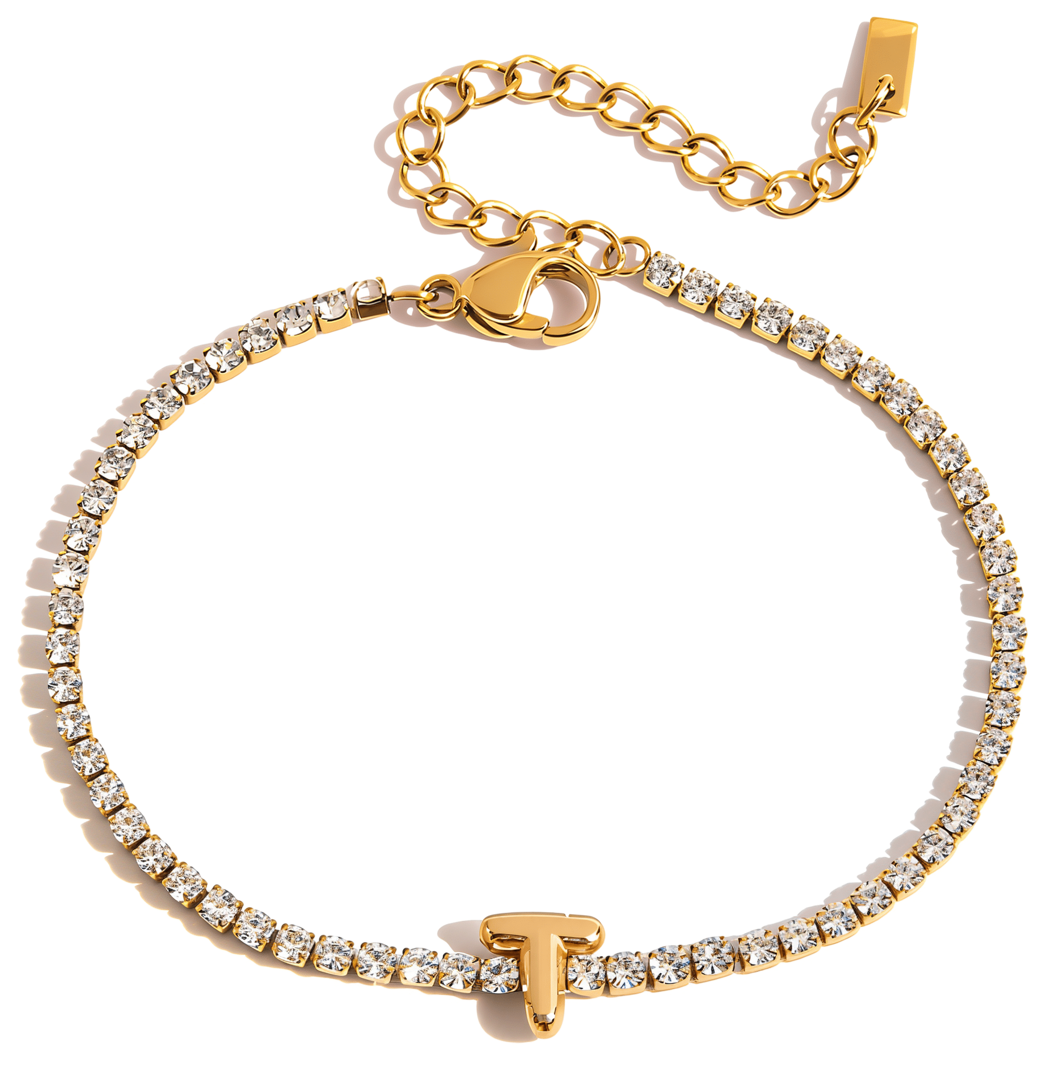 ELENYS Initial T – pozlacený náramek 18K žluté zlato Délka náramku: 16+5 cm / max. 21 cm