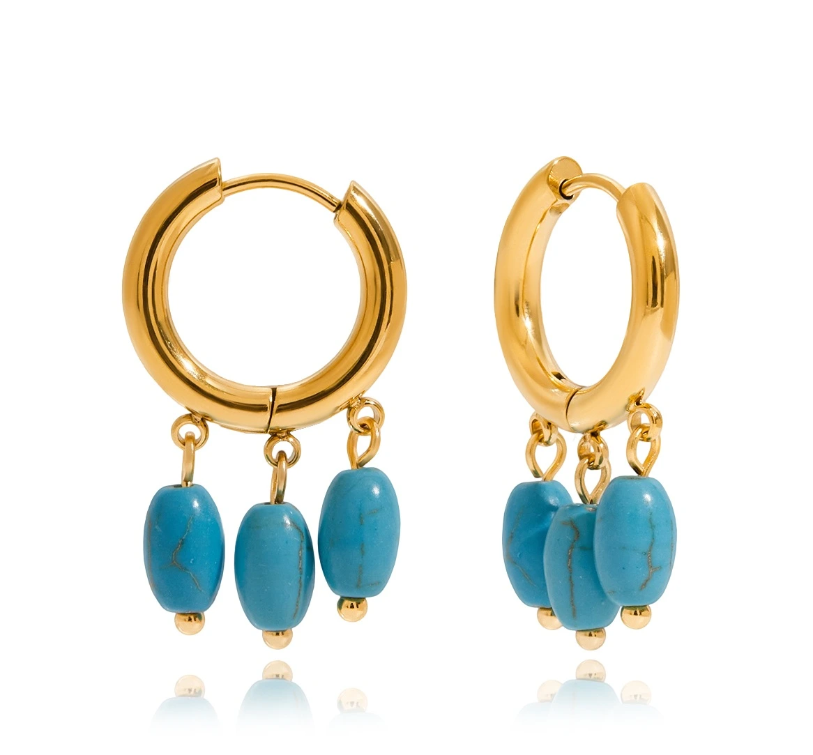 ELENYS Aqualis Trio – pozlacené náušnice 18K žluté zlato