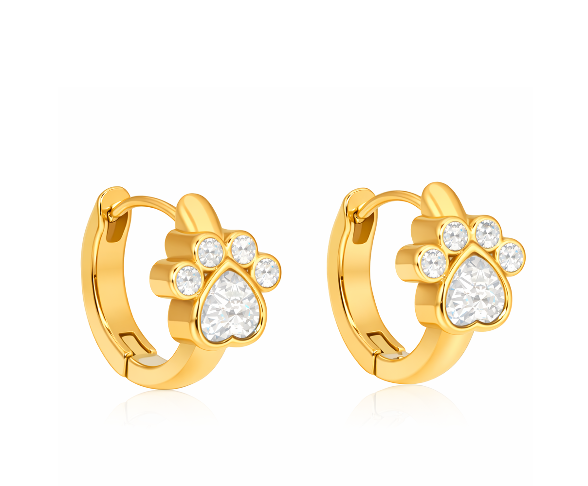 ELENYS Paw – pozlacené náušnice 18K žluté zlato