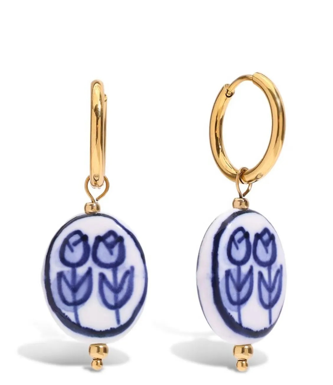 ELENYS Flora Blue – pozlacené náušnice 18K žluté zlato