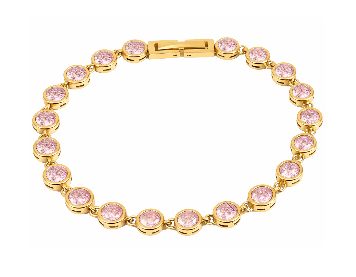 ELENYS Valena Pink Aura – pozlacený náramek 18K žluté zlato Délka náramku: 17,5 cm