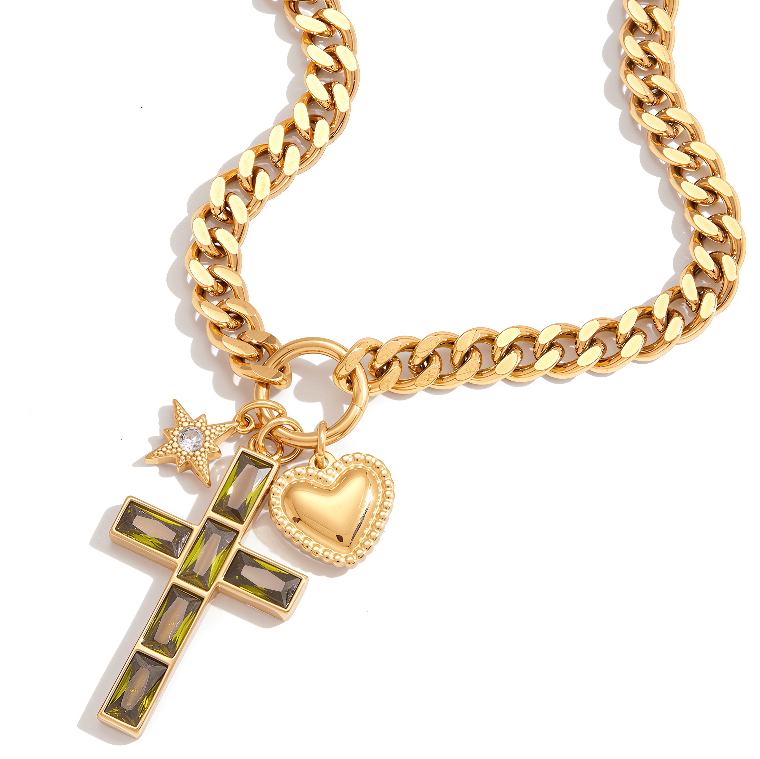 ELENYS Cross Charms – pozlacený náhrdelník 18K žluté zlato Délka: 45+5 cm / max. 50 cm