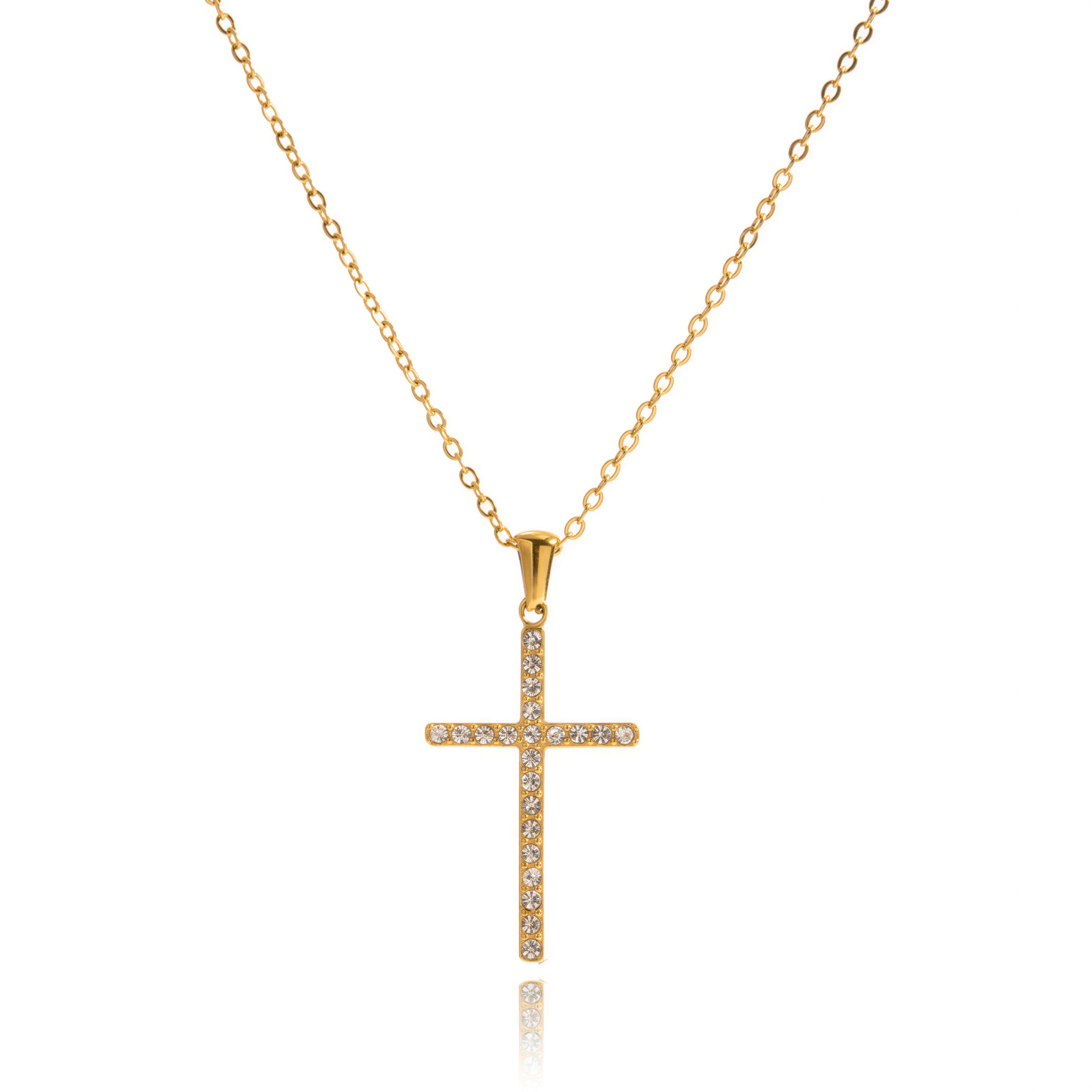 ELENYS Cross Pavé – pozlacený náhrdelník 18K žluté zlato Délka: 40,5+5 cm / max. 45,5 cm