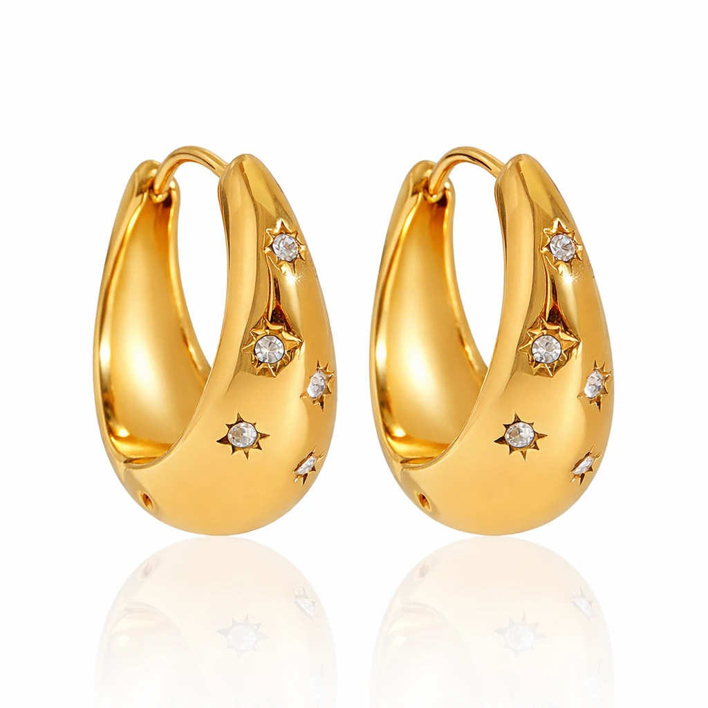 ELENYS Stella – pozlacené náušnice 18K žluté zlato