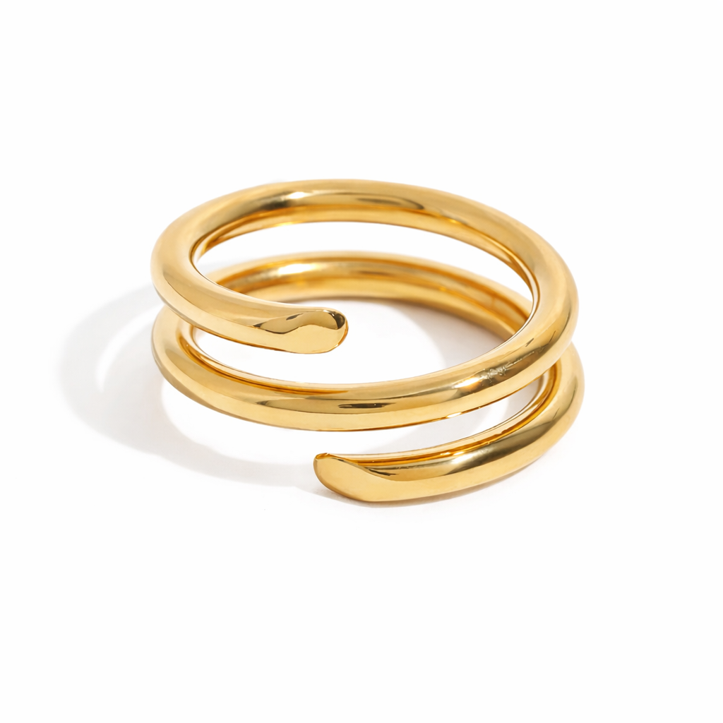 ELENYS Layers Flow – pozlacený prsten 18K žluté zlato Velikost: 8 (EU: 57-58)