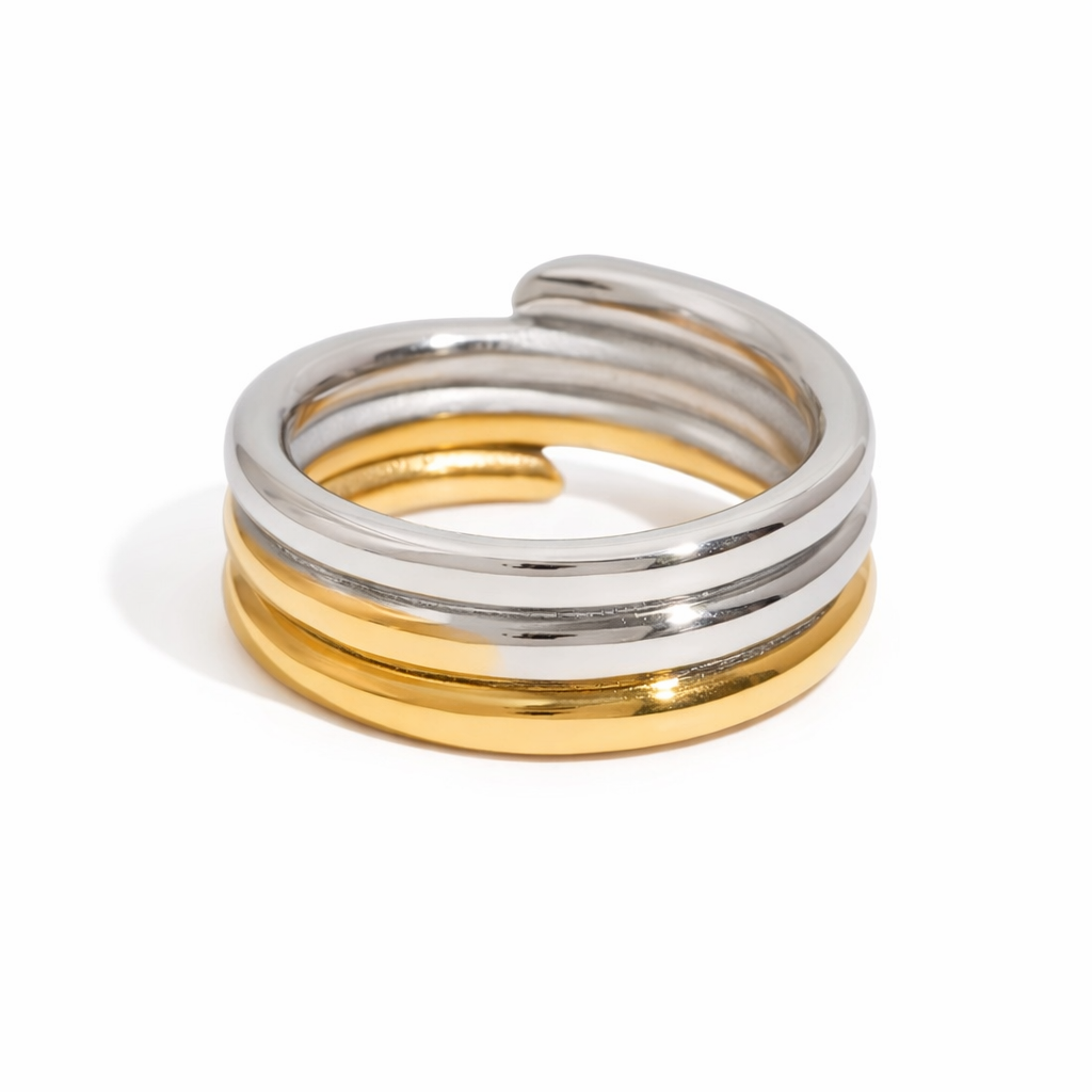 ELENYS Layers Duo – pozlacený prsten 18K žluté zlato Velikost: 10 (EU: 61-63)