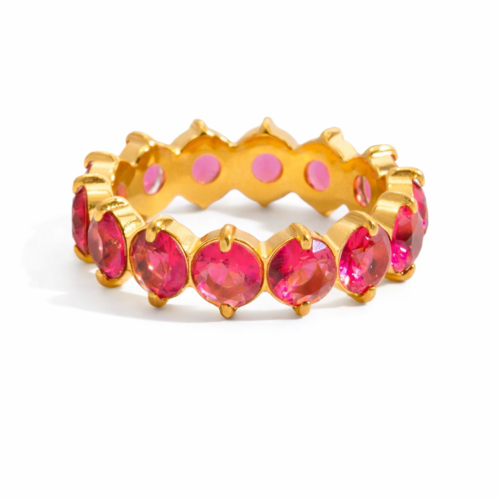 ELENYS Radiant Cherry – pozlacený prsten 18K žluté zlato Velikost: 9 (EU: 59-60)