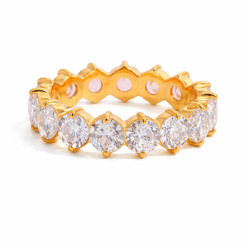 ELENYS Radiant Crystal – pozlacený prsten 18K žluté zlato Velikost: 8 (EU: 57-58)