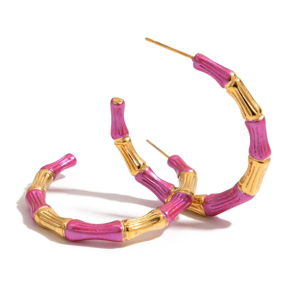 ELENYS Sweet Bamboo – pozlacené náušnice 18K žluté zlato