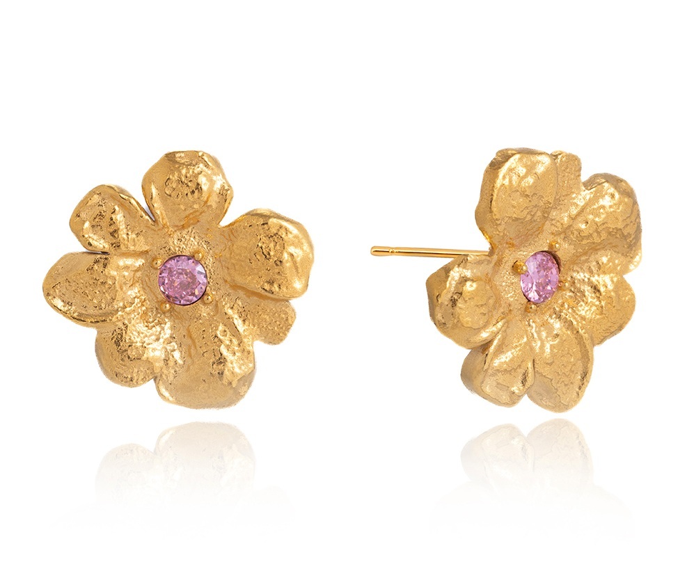 ELENYS Bloom Rosé – pozlacené náušnice 18K žluté zlato