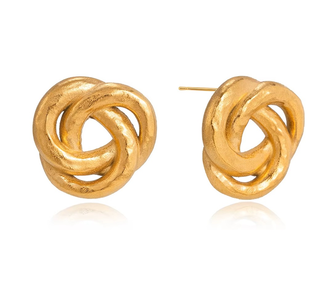 ELENYS Golden Knot – pozlacené náušnice 18K žluté zlato