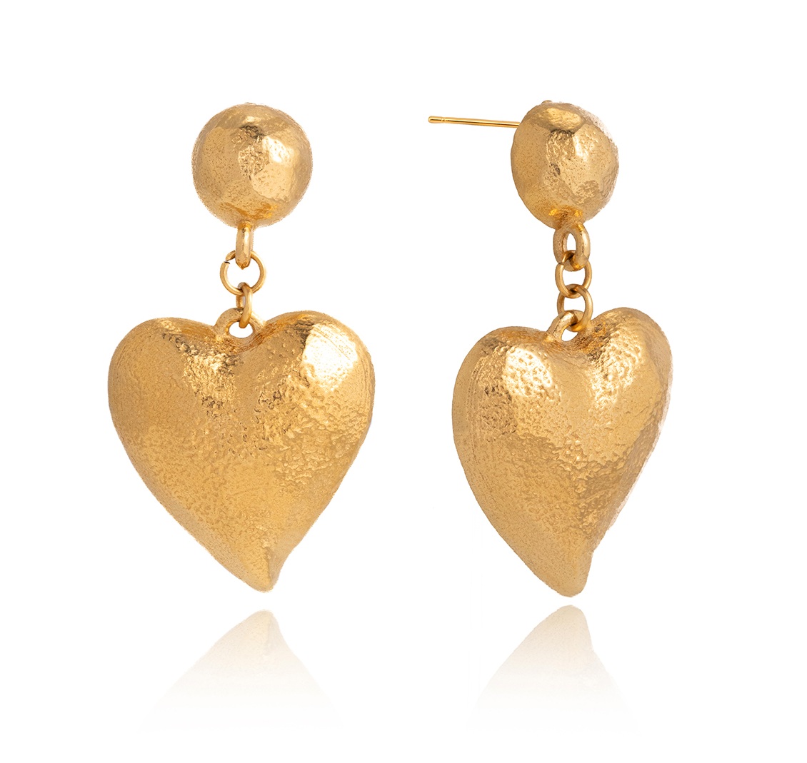ELENYS Golden Heart – pozlacené náušnice 18K žluté zlato
