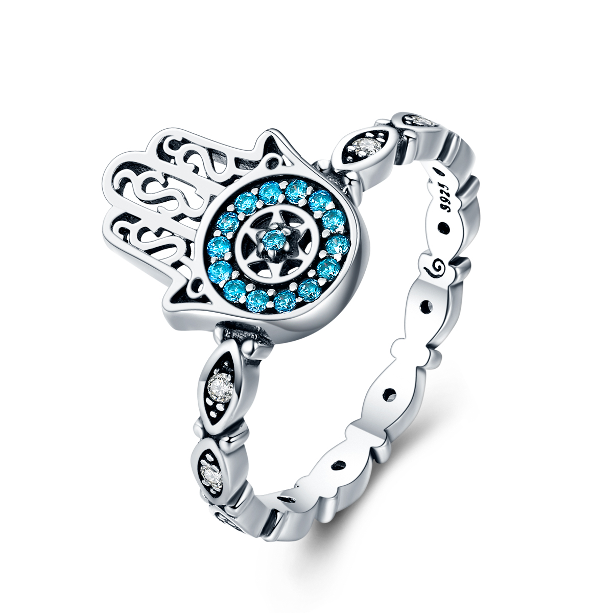 ELENYS Royal Fashion prsten Hamsa symbol ochrany Velikost: 7 (EU: 54-56)