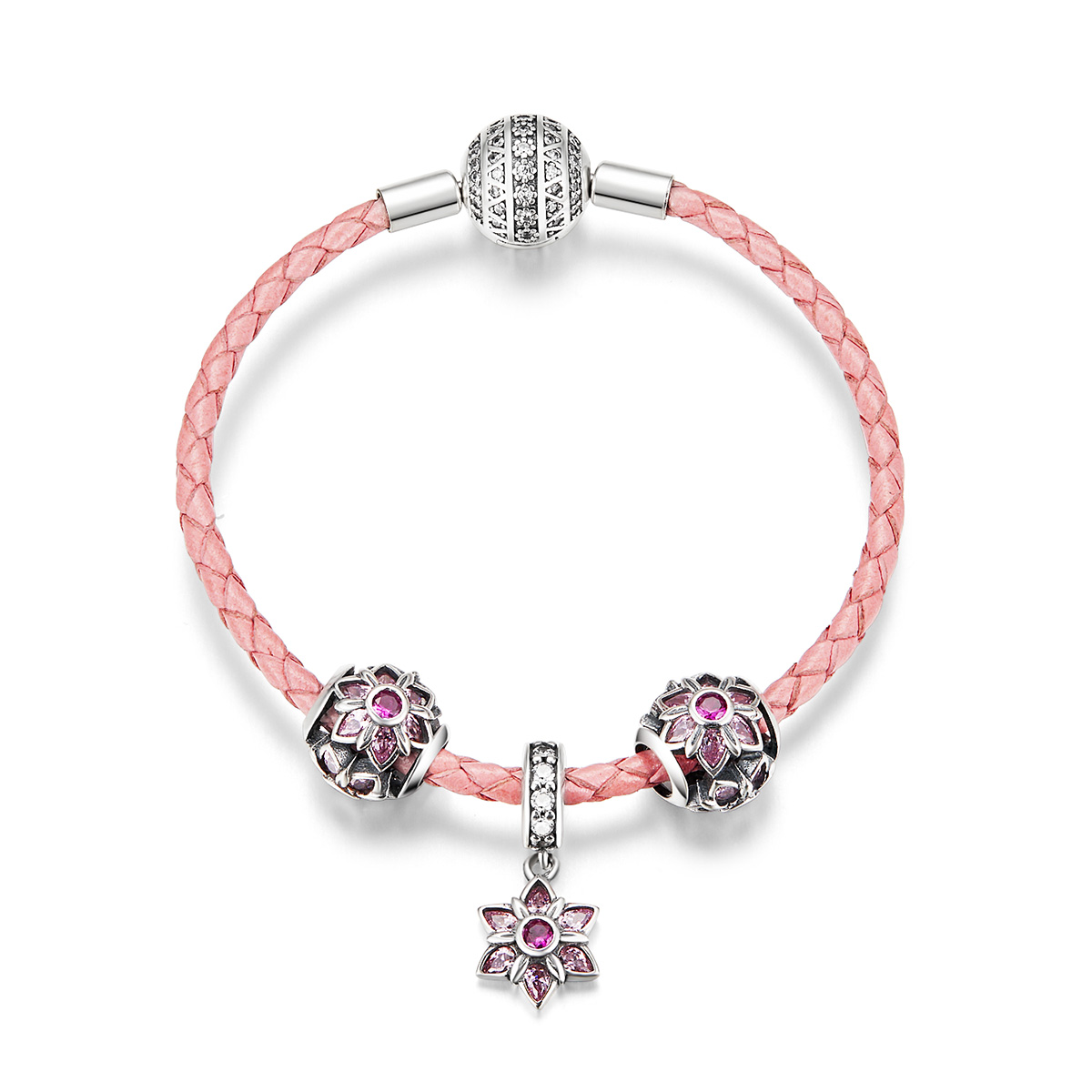ELENYS Royal Fashion Kompletní náramek s přívěsky Křišťálová květina Velikost: 17 cm
