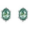 Royal Fashion stříbrné rhodiované náušnice Mechový achát E013433_L