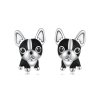 Elenys stříbrné peckové náušnice Francouzský buldoček