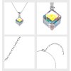 Elenys pozlacený náhrdelník Kostka s krystalem  Swarovski® 18K bílé zlato