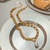 ELENYS Pearl Drop Chain  pozlacený náhrdelník 18K žluté zlato
