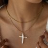 ELENYS Pearl Cross  pozlacený náhrdelník 18K žluté zlato