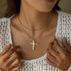 ELENYS Pearl Cross  pozlacený náhrdelník 18K žluté zlato